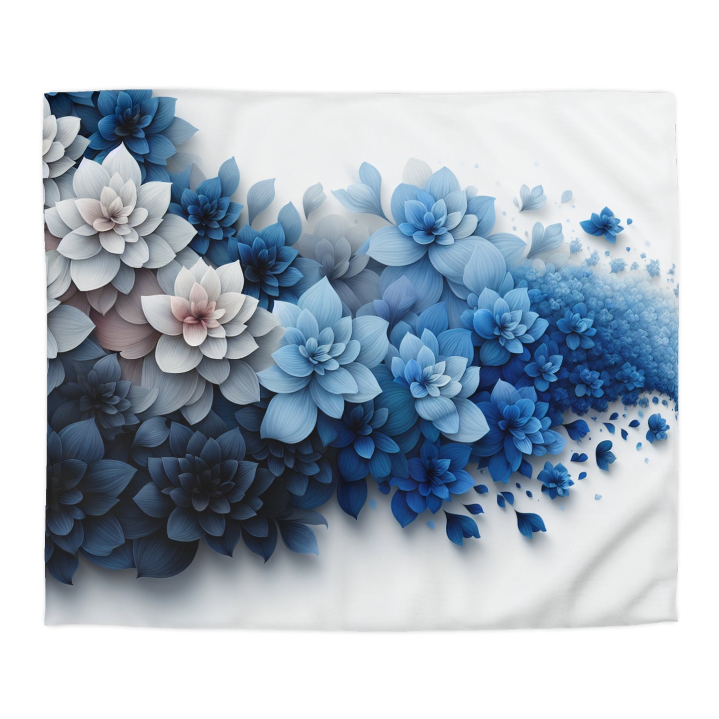 Serene Floral Microfiber Duvet Cover - Blue Blossom Design
