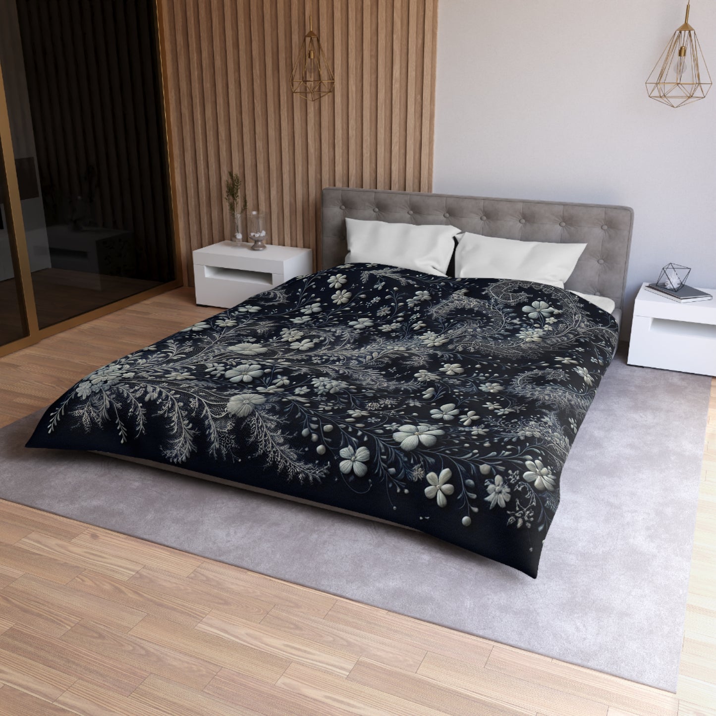 Elegant Floral Microfiber Duvet Cover