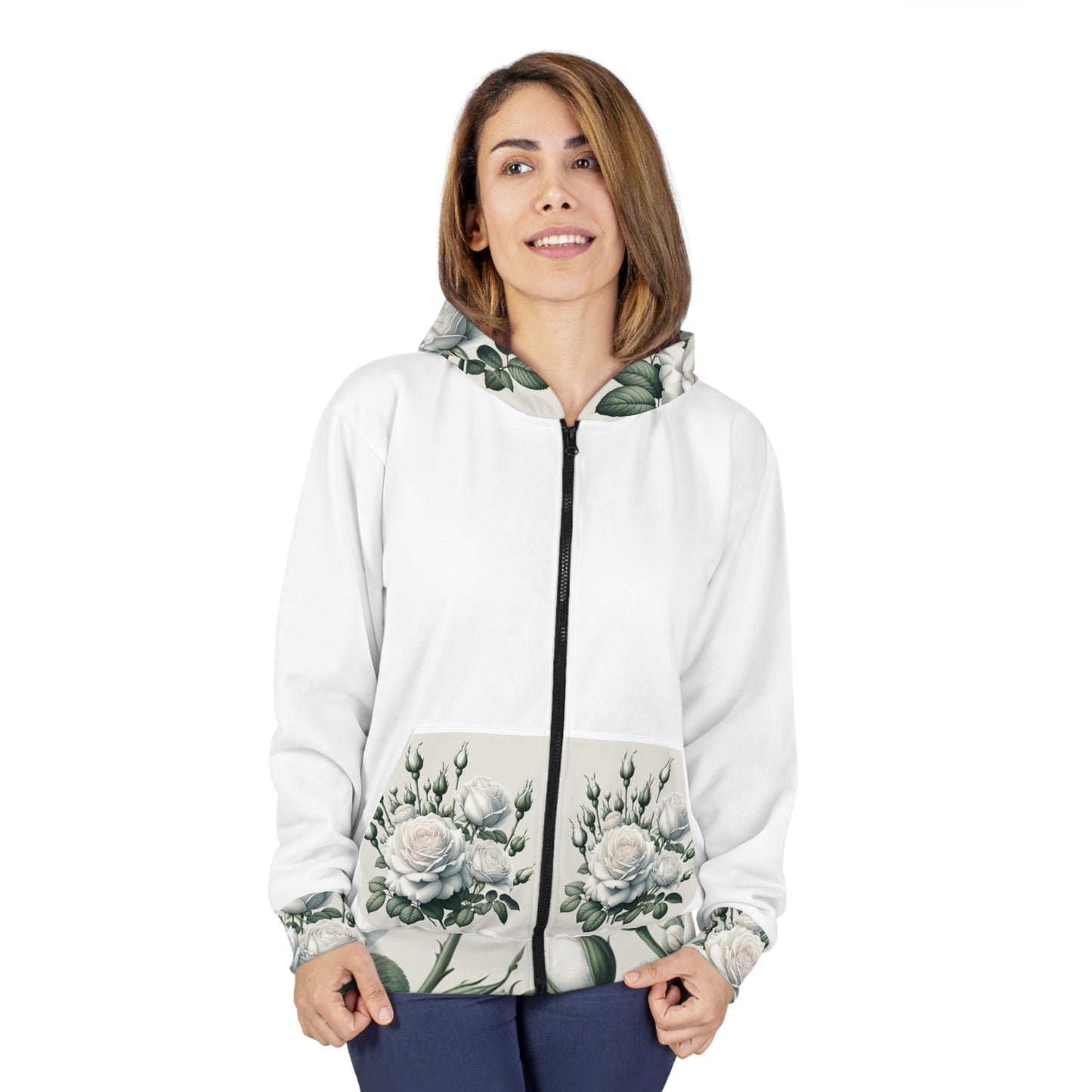 Floral AOP Unisex Zip Hoodie, Cozy Floral Charm, Everyday Style, Gift for Her, Spring Fashion, Casual Wear, Nature Lover Apparel