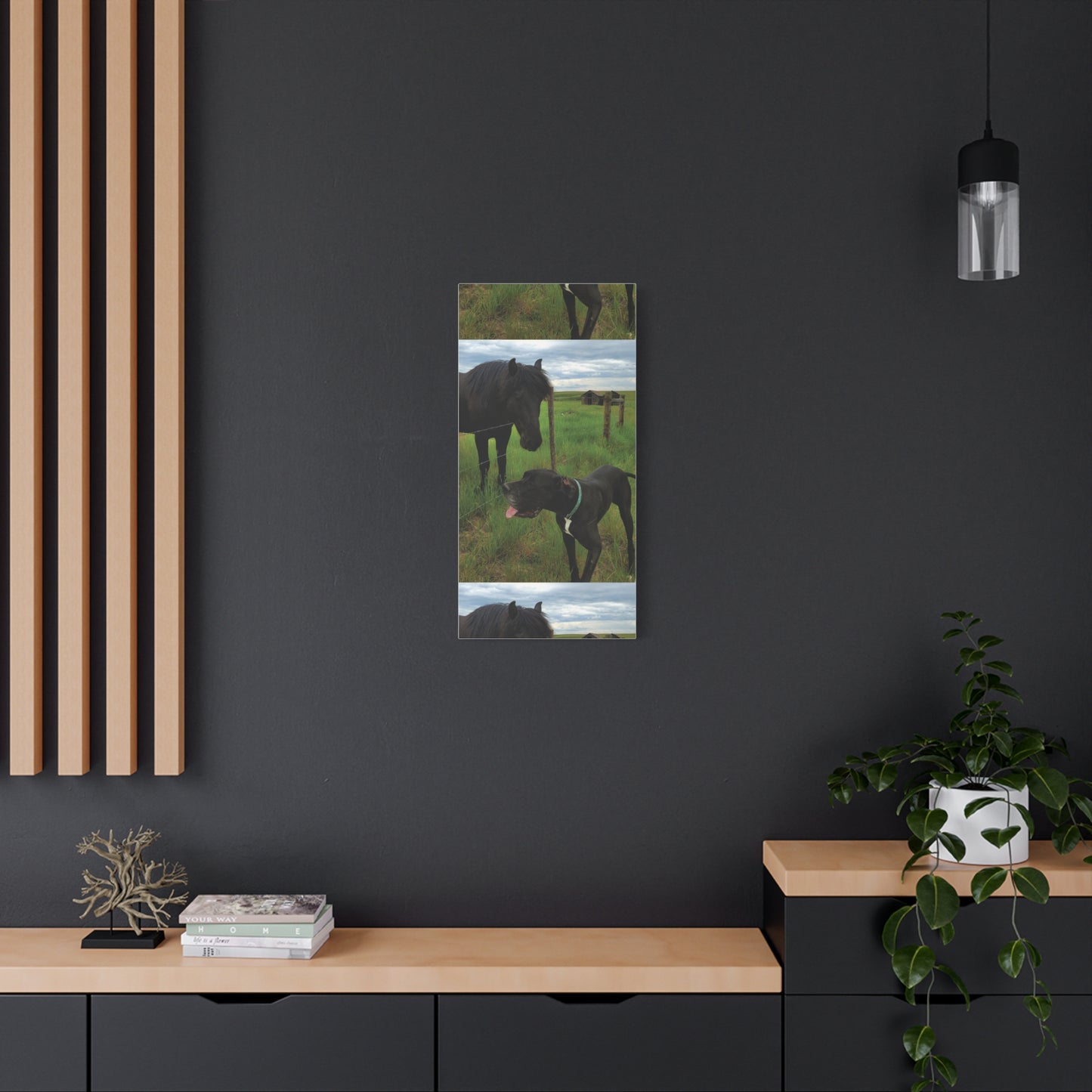 Pet Portrait Matte Canvas Wall Art - Horse & Dog