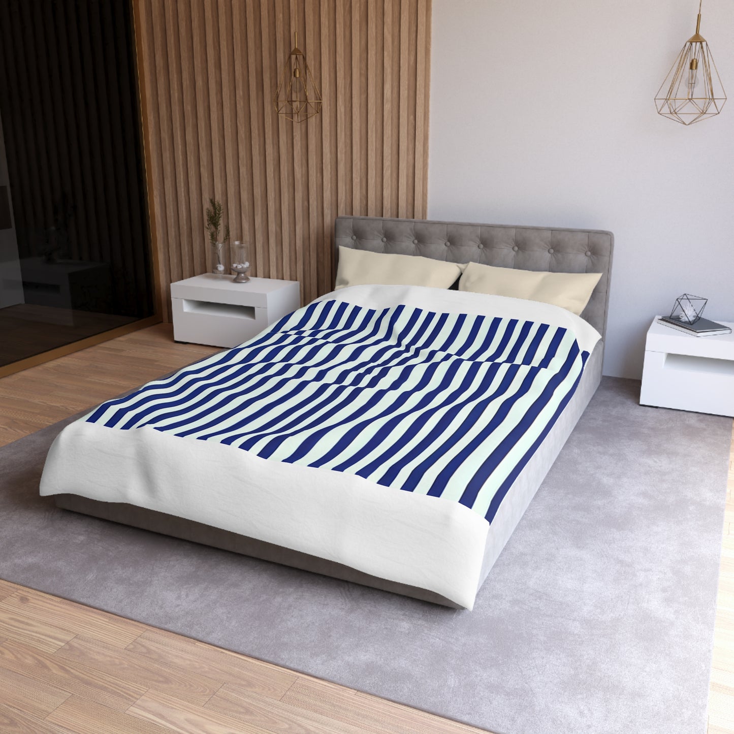Navy Simply Striped Microfiber Duvet Cover