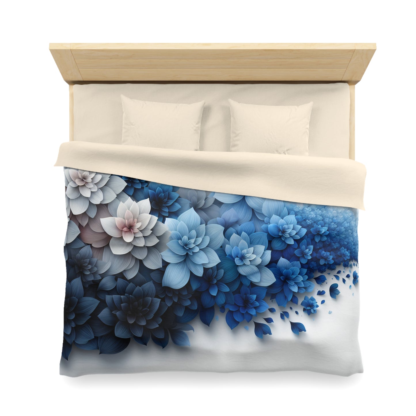 Serene Floral Microfiber Duvet Cover - Blue Blossom Design