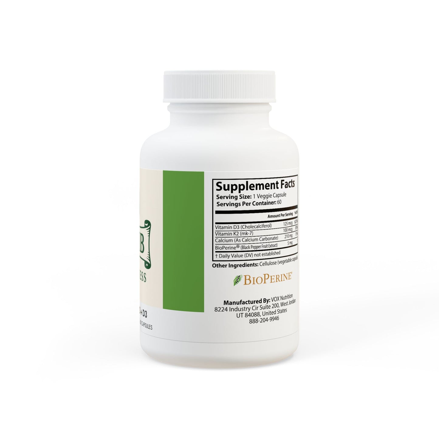 Vitamin K2 + D3 Supplement (60 Capsules)