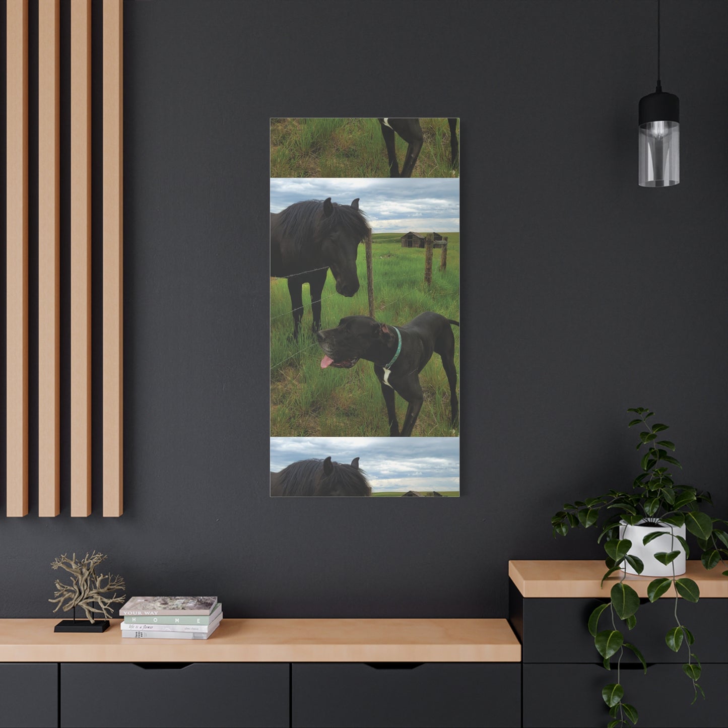 Pet Portrait Matte Canvas Wall Art - Horse & Dog