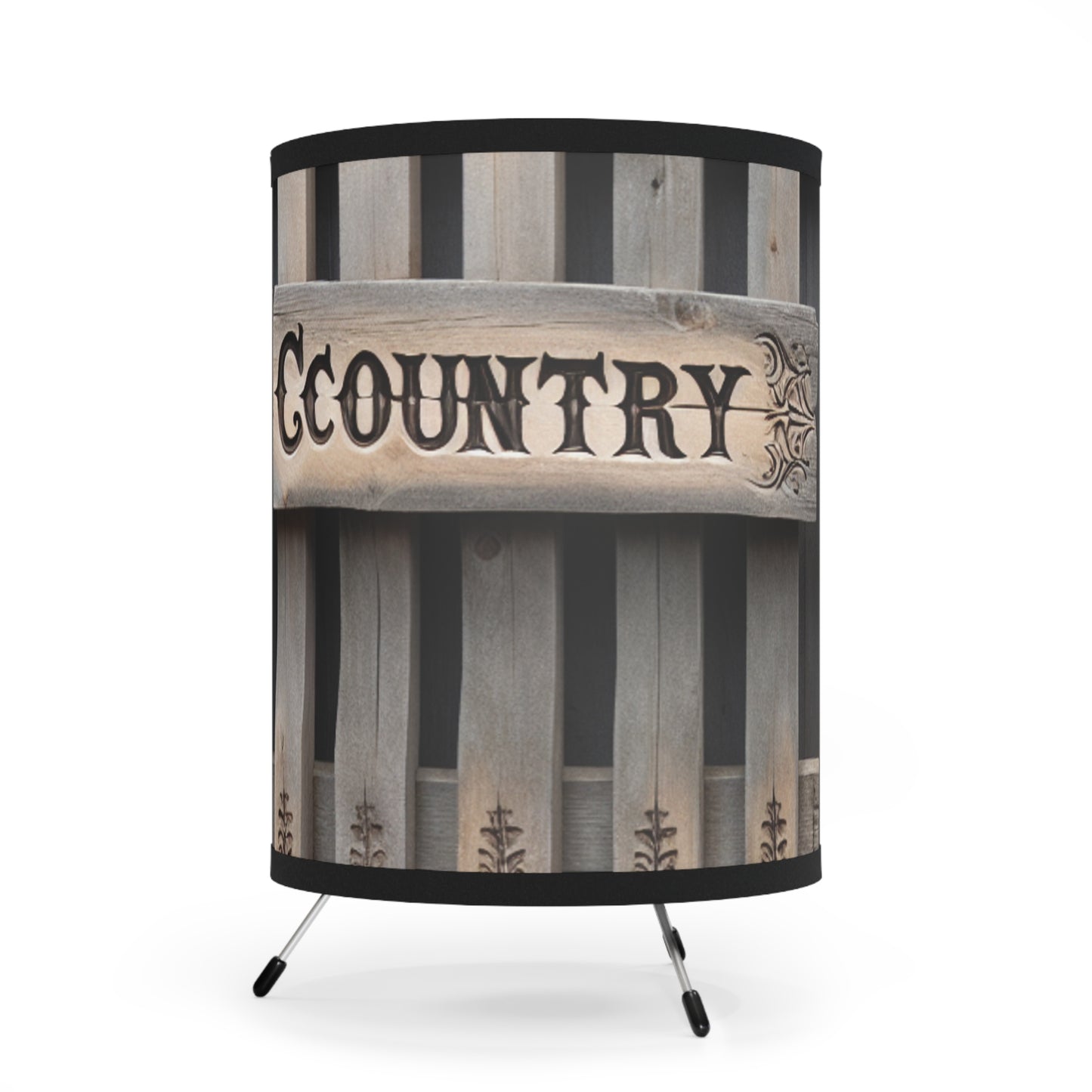 Rustic Tripod Lamp, Farmhouse Lighting, Country Decor, High-Res Printed Shade, Home & Living, Office Desk Light