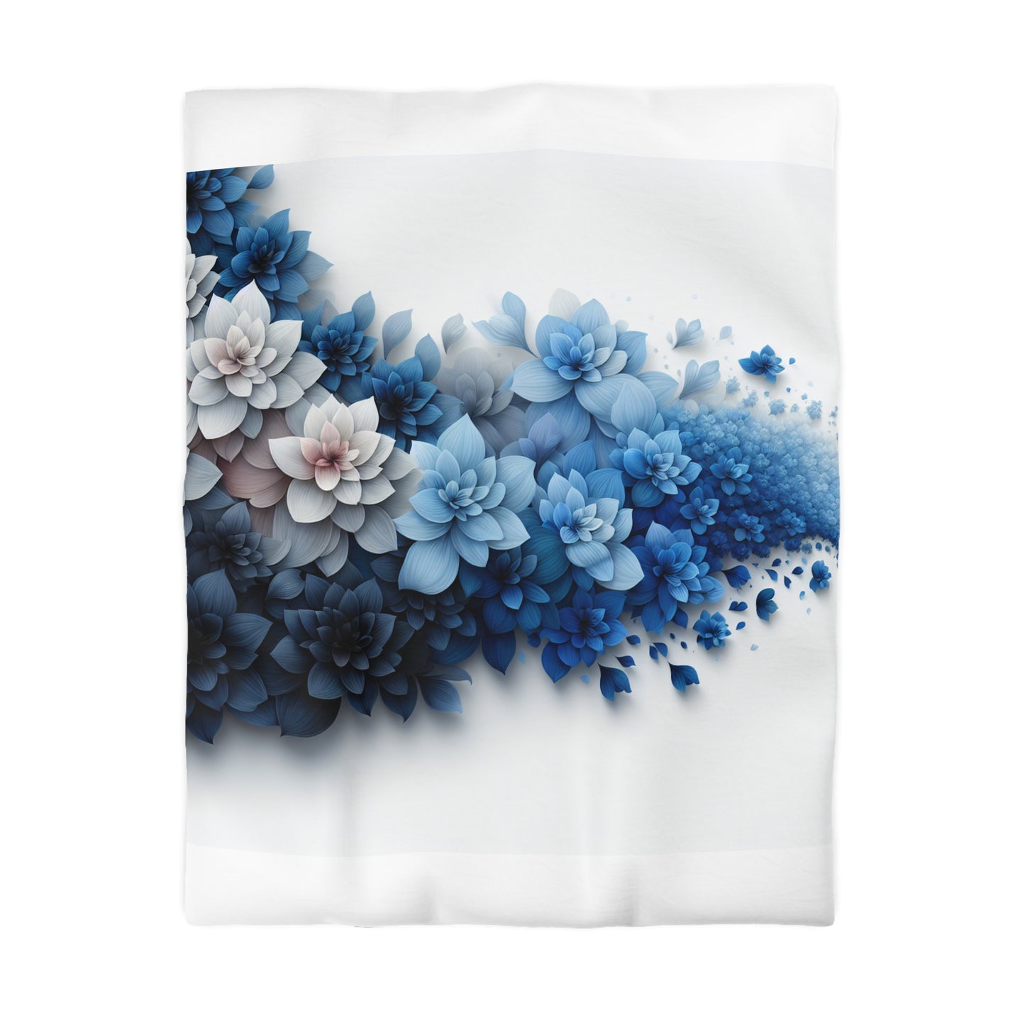 Serene Floral Microfiber Duvet Cover - Blue Blossom Design