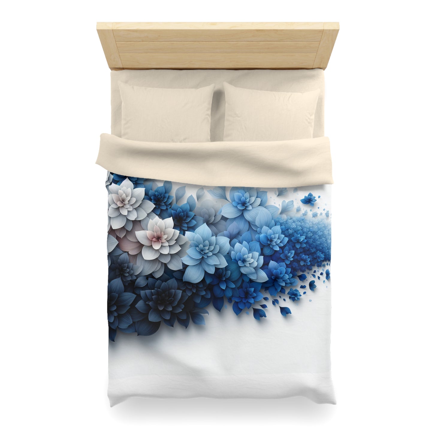 Serene Floral Microfiber Duvet Cover - Blue Blossom Design