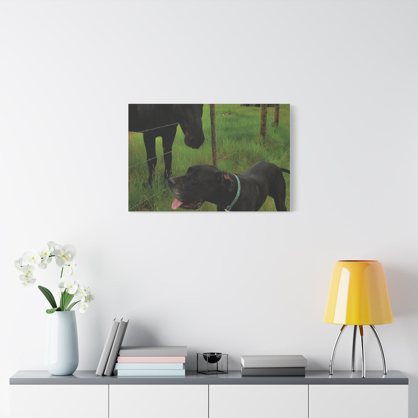Pet Portrait Matte Canvas Wall Art - Horse & Dog
