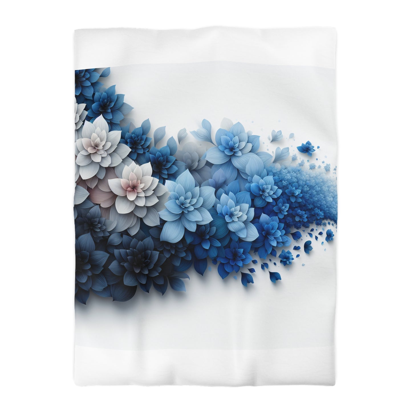 Serene Floral Microfiber Duvet Cover - Blue Blossom Design
