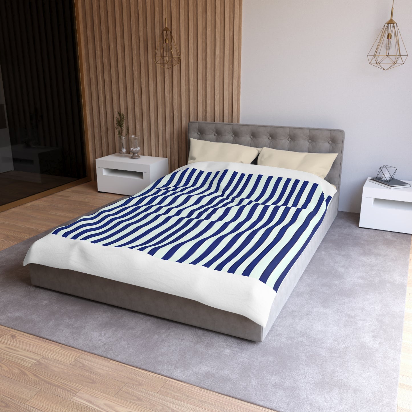 Navy Simply Striped Microfiber Duvet Cover