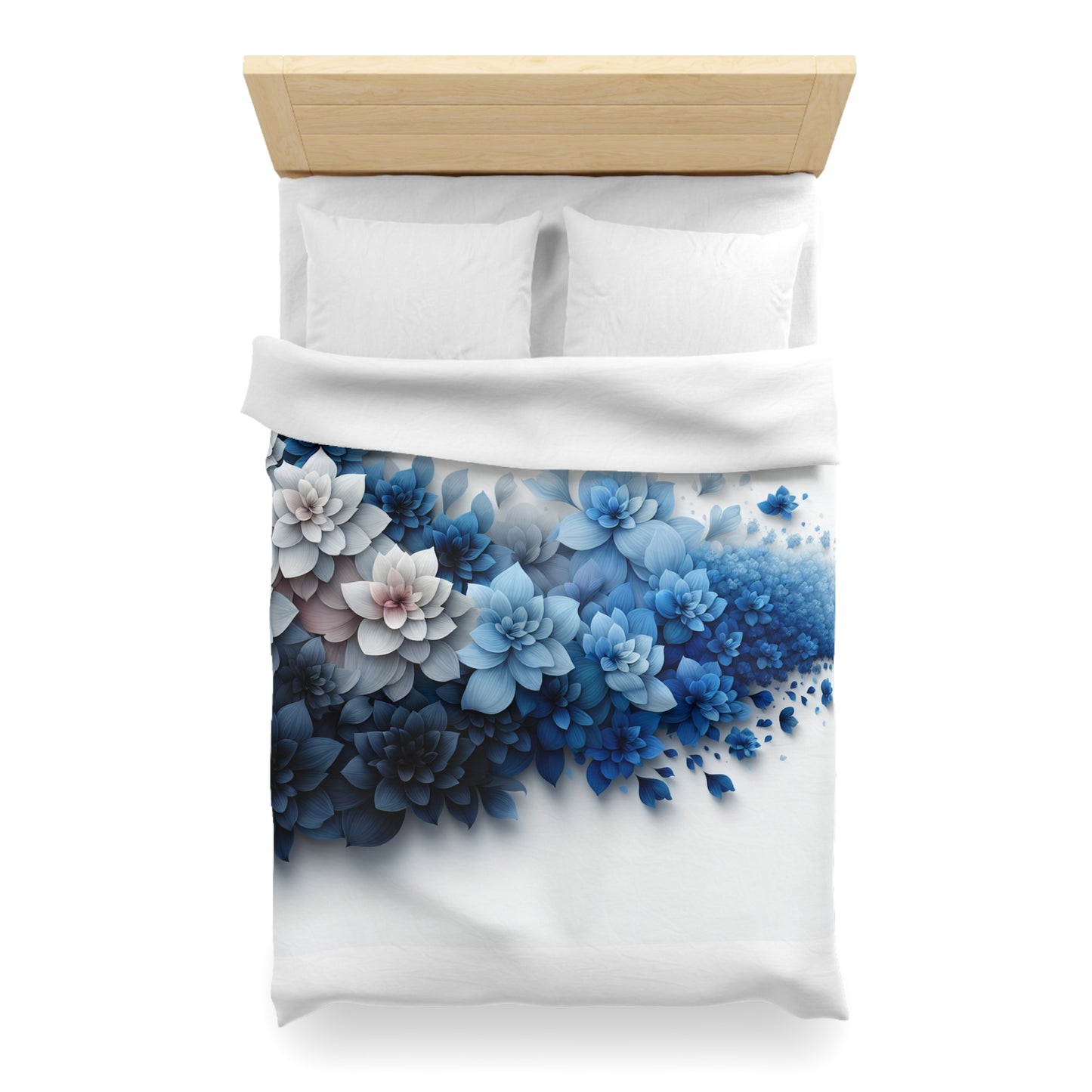 Serene Floral Microfiber Duvet Cover - Blue Blossom Design