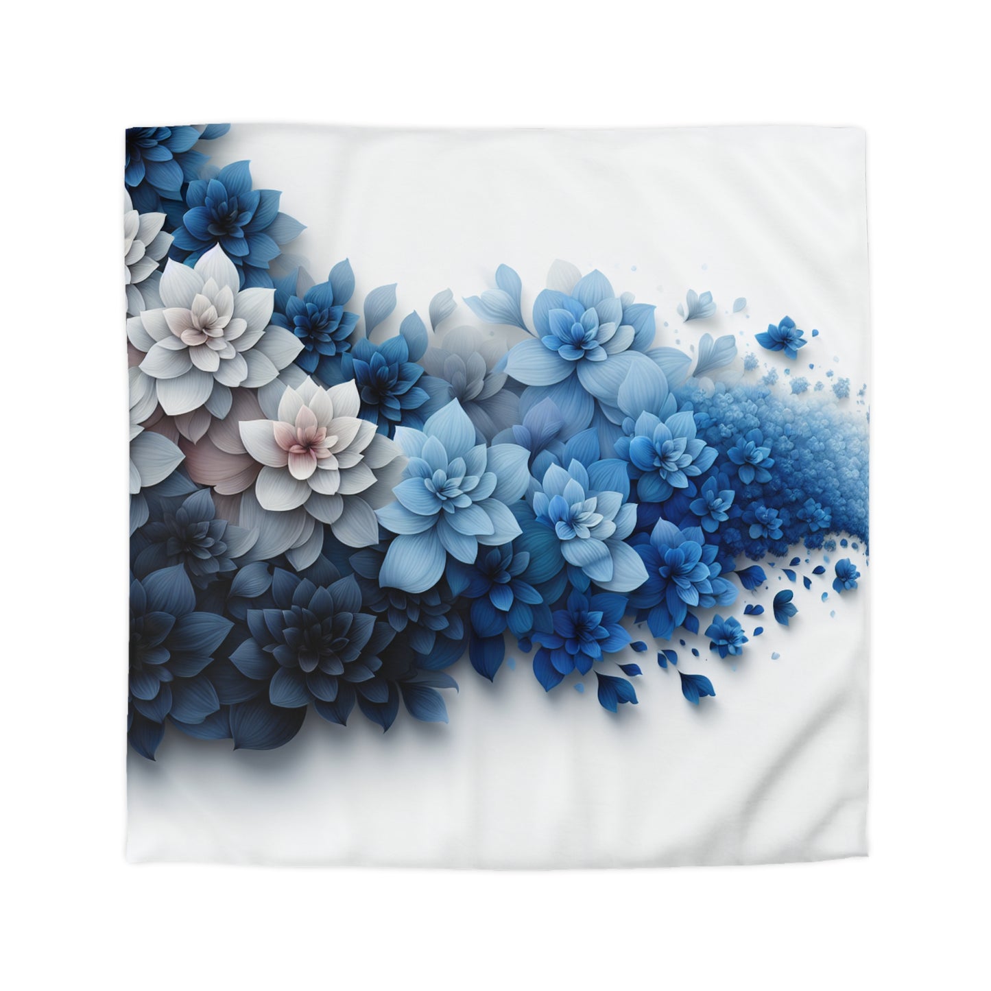 Serene Floral Microfiber Duvet Cover - Blue Blossom Design
