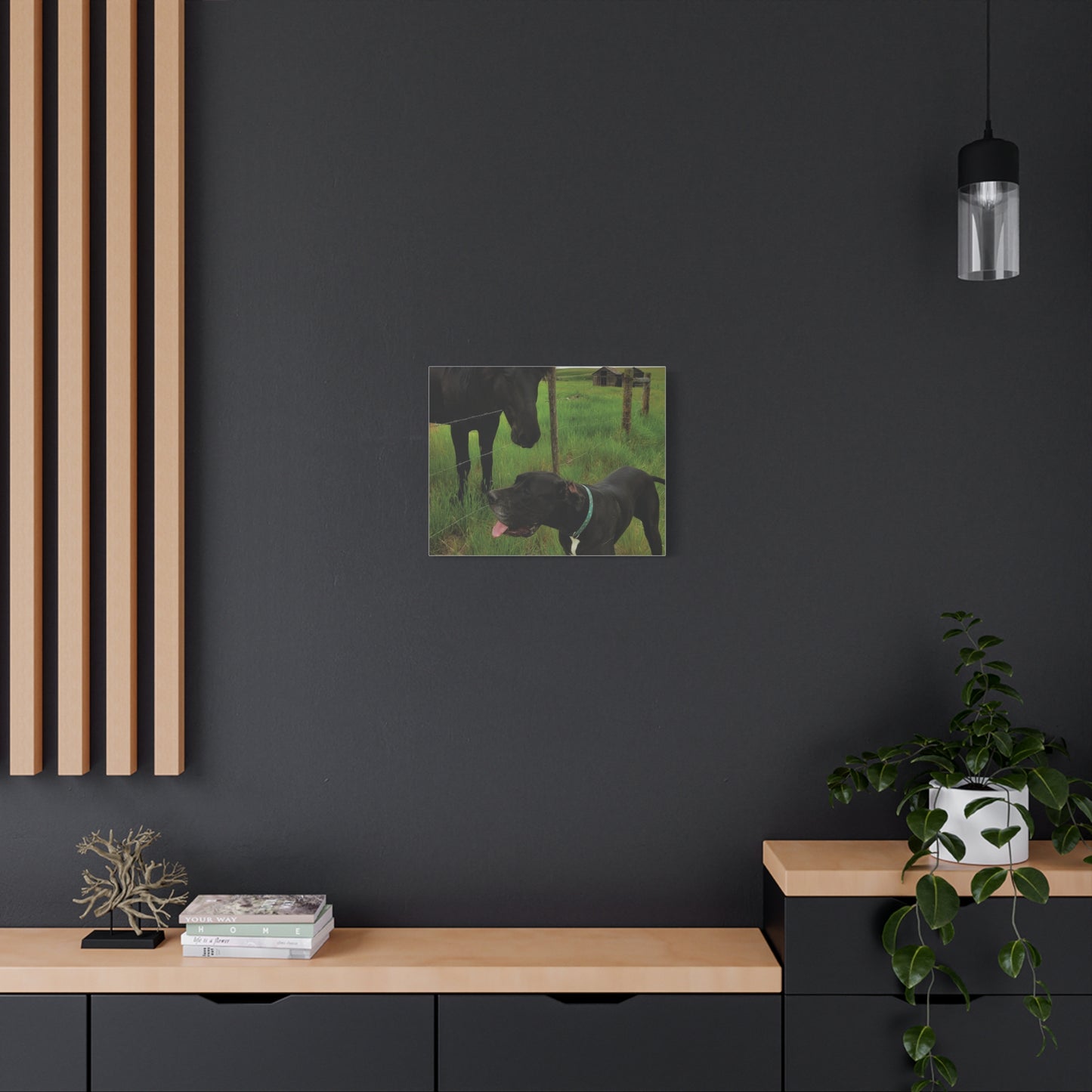 Pet Portrait Matte Canvas Wall Art - Horse & Dog