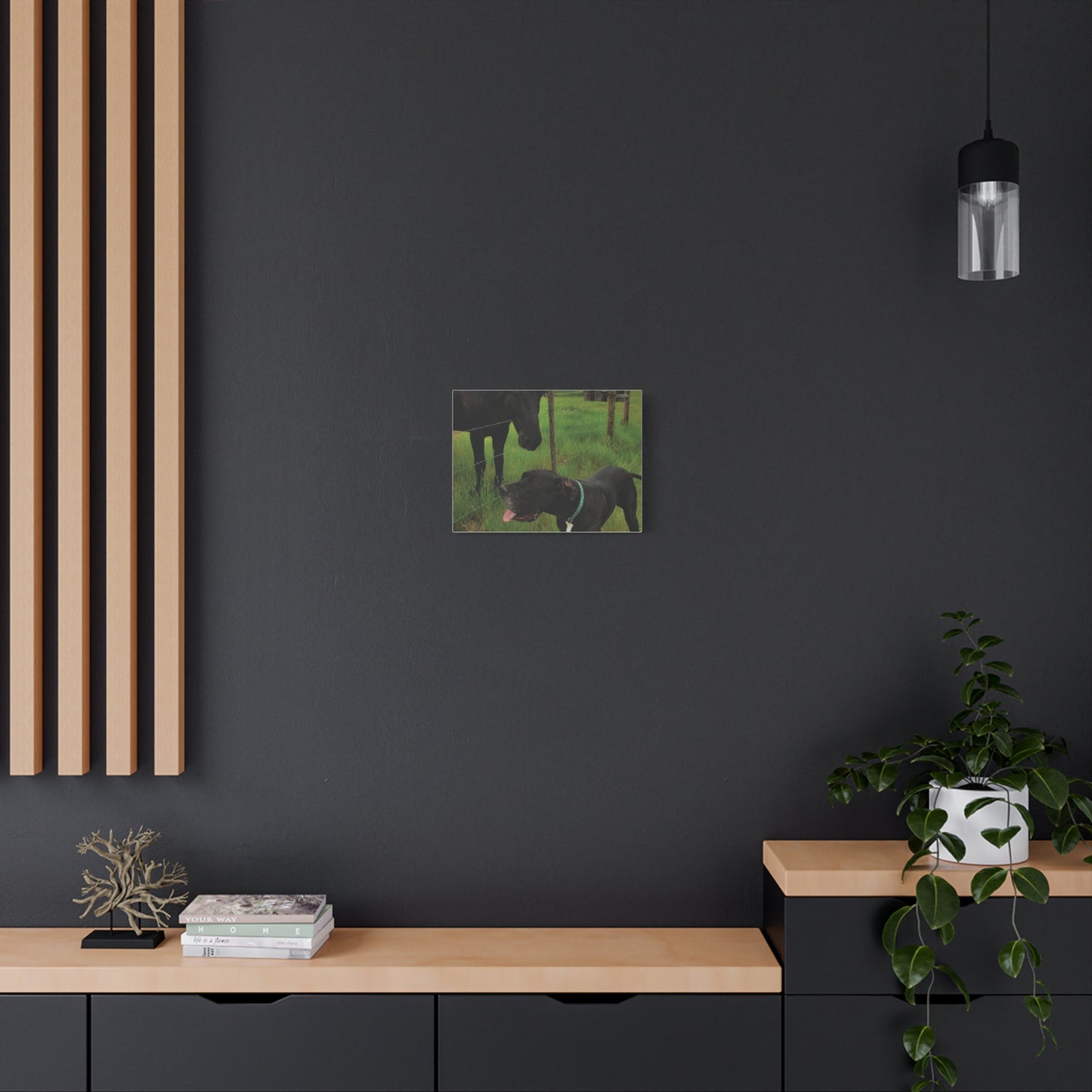 Pet Portrait Matte Canvas Wall Art - Horse & Dog