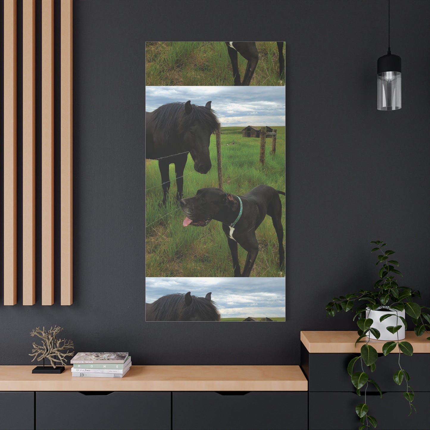 Pet Portrait Matte Canvas Wall Art - Horse & Dog