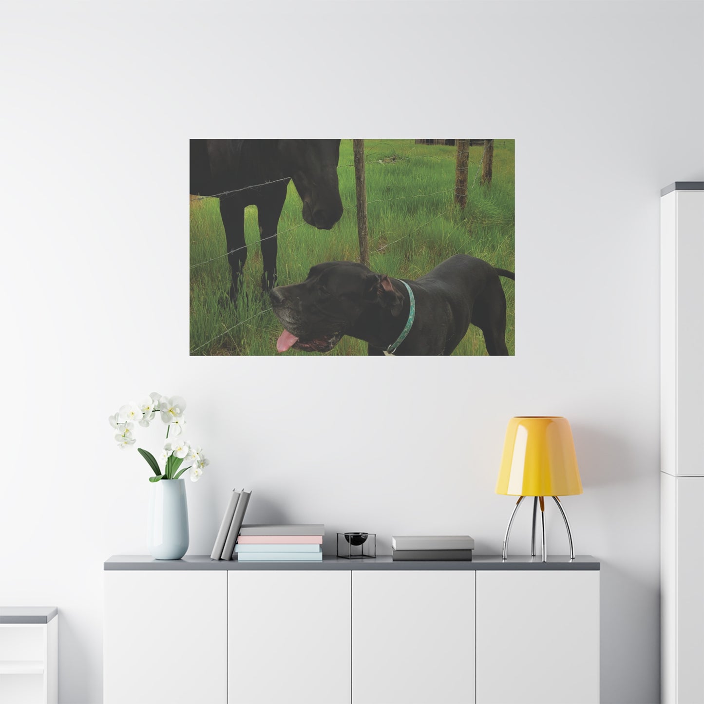 Pet Portrait Matte Canvas Wall Art - Horse & Dog