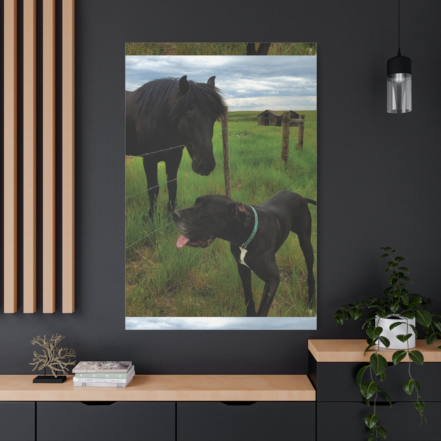Pet Portrait Matte Canvas Wall Art - Horse & Dog