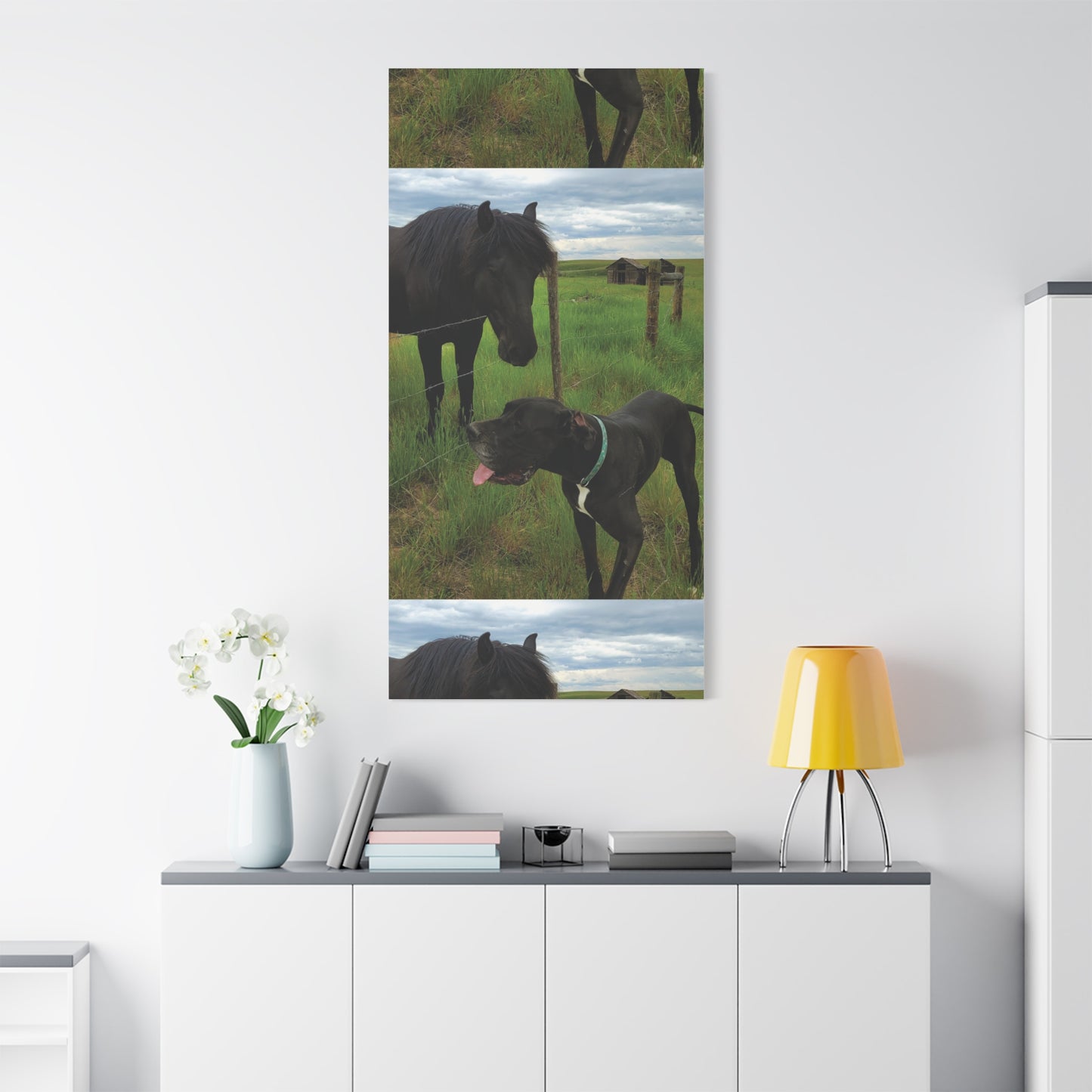Pet Portrait Matte Canvas Wall Art - Horse & Dog