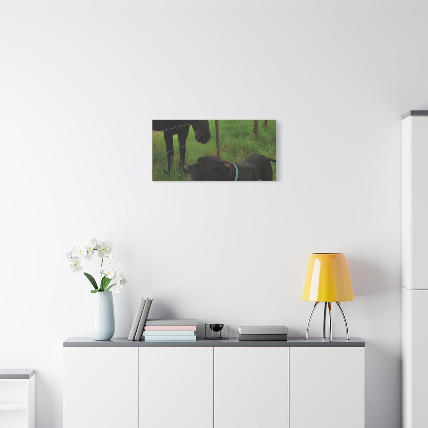 Pet Portrait Matte Canvas Wall Art - Horse & Dog