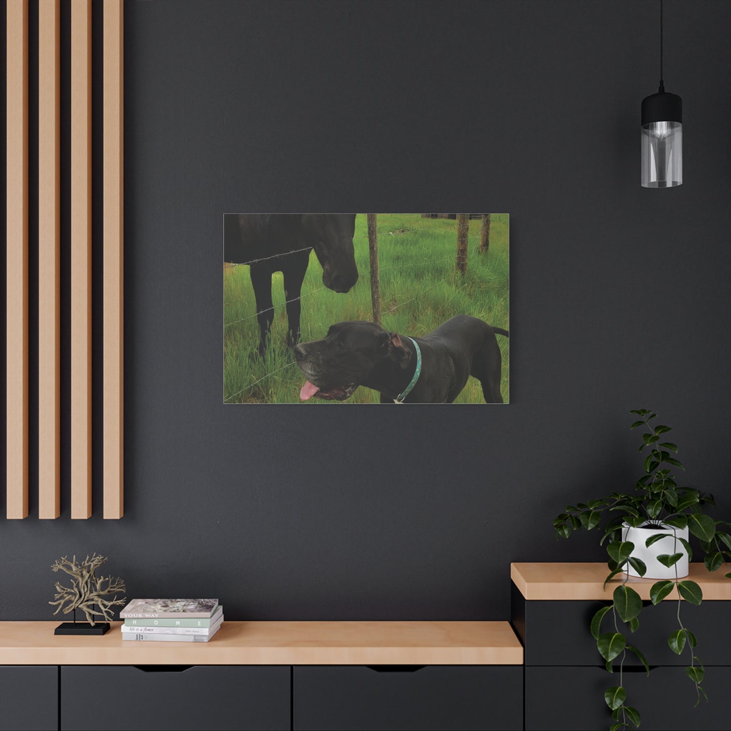 Pet Portrait Matte Canvas Wall Art - Horse & Dog