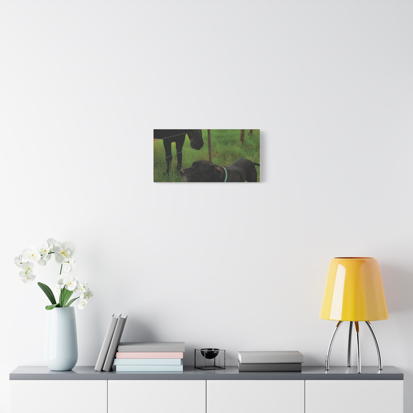 Pet Portrait Matte Canvas Wall Art - Horse & Dog