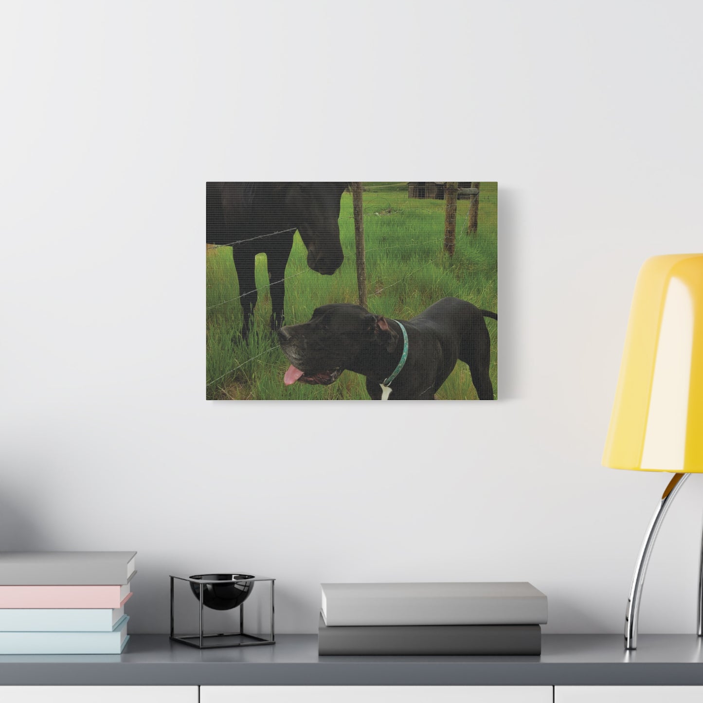 Pet Portrait Matte Canvas Wall Art - Horse & Dog