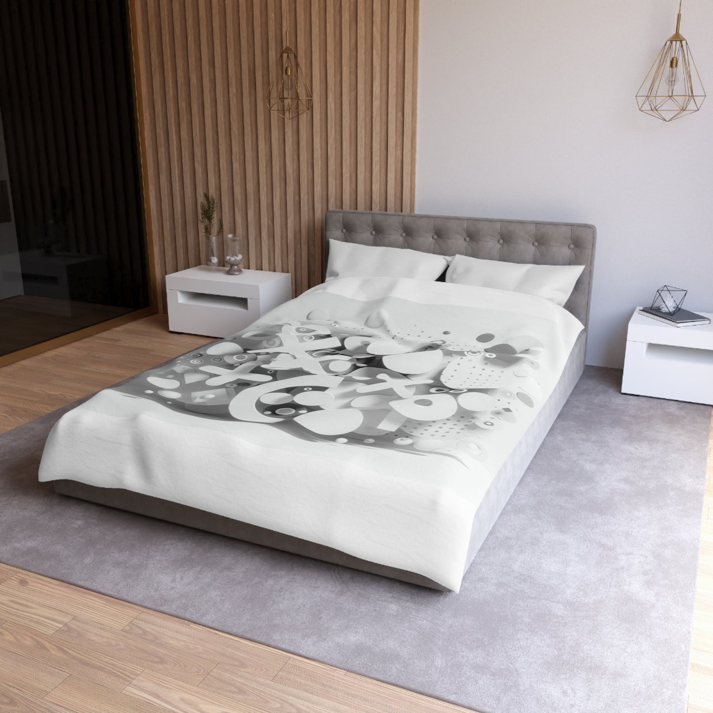 Modern Geometric Microfiber Duvet Cover - Stylish Bedspread for Minimalist Bedrooms
