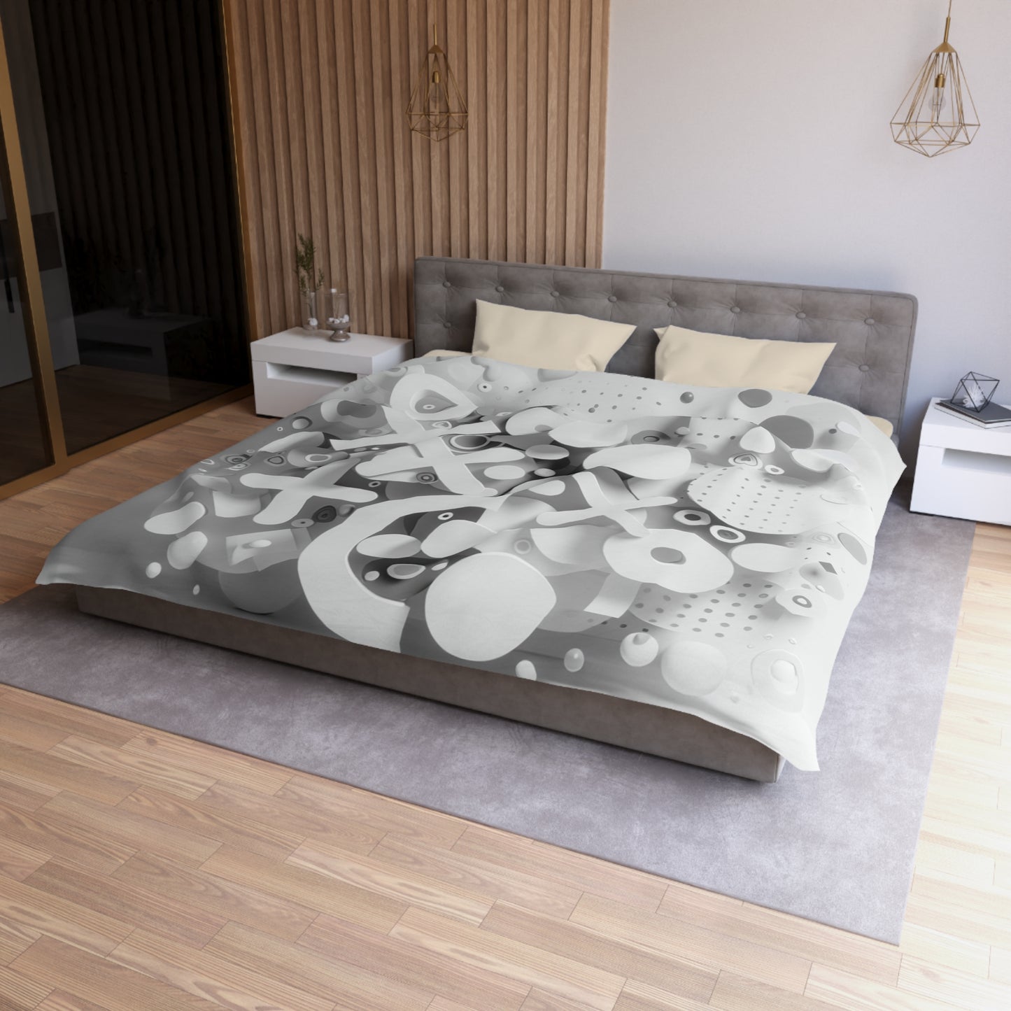 Modern Geometric Microfiber Duvet Cover - Stylish Bedspread for Minimalist Bedrooms
