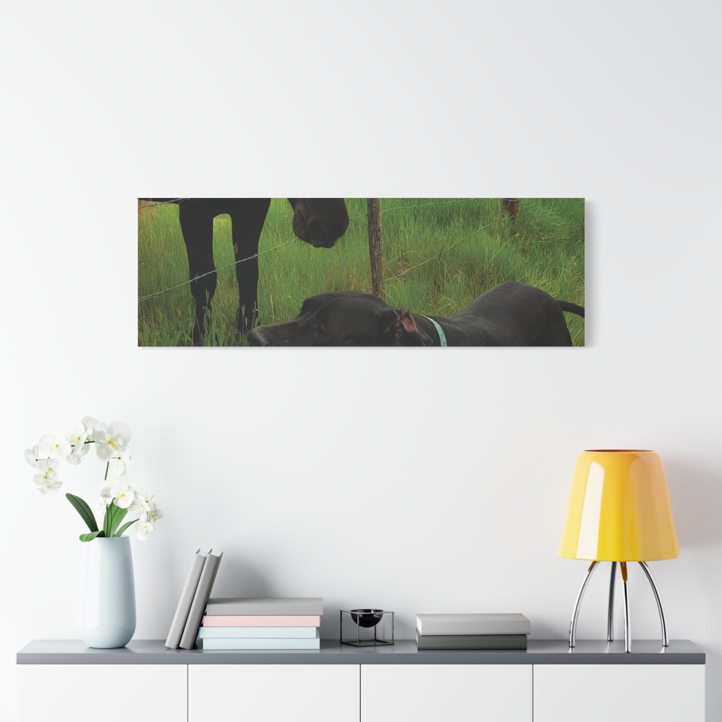 Pet Portrait Matte Canvas Wall Art - Horse & Dog