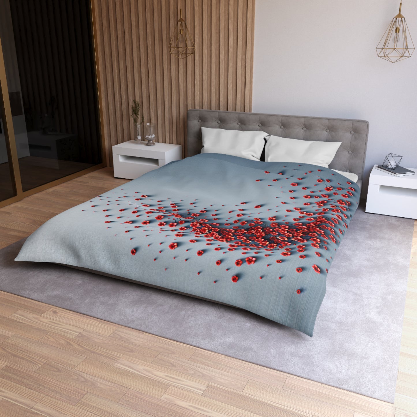Chic Microfiber Duvet Cover with Vibrant Floral Design