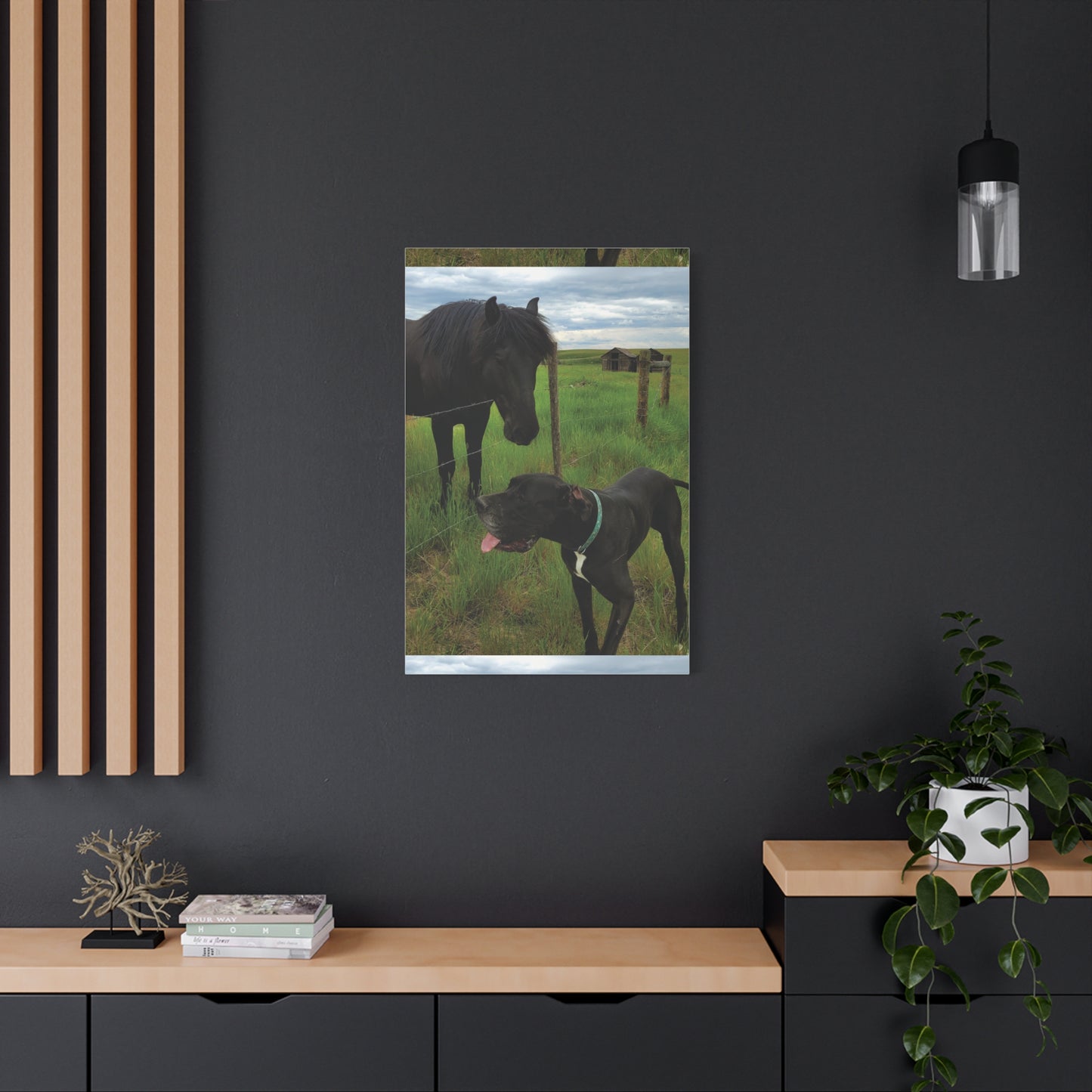 Pet Portrait Matte Canvas Wall Art - Horse & Dog