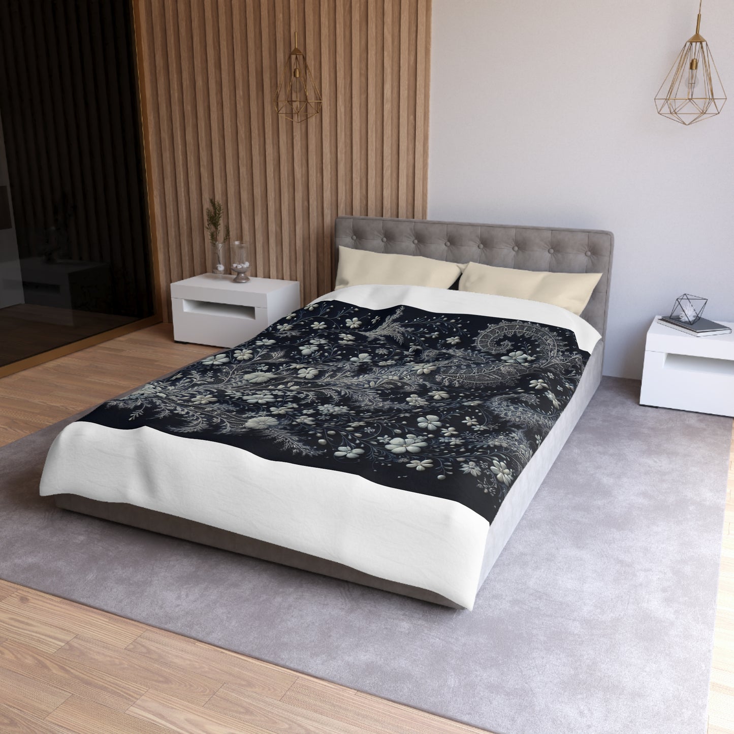 Elegant Floral Microfiber Duvet Cover