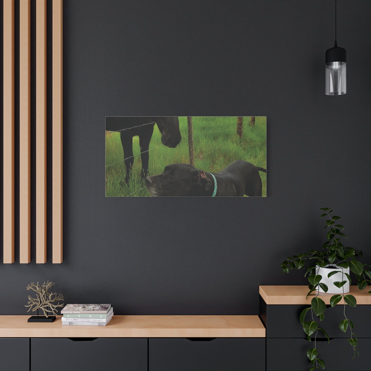 Pet Portrait Matte Canvas Wall Art - Horse & Dog