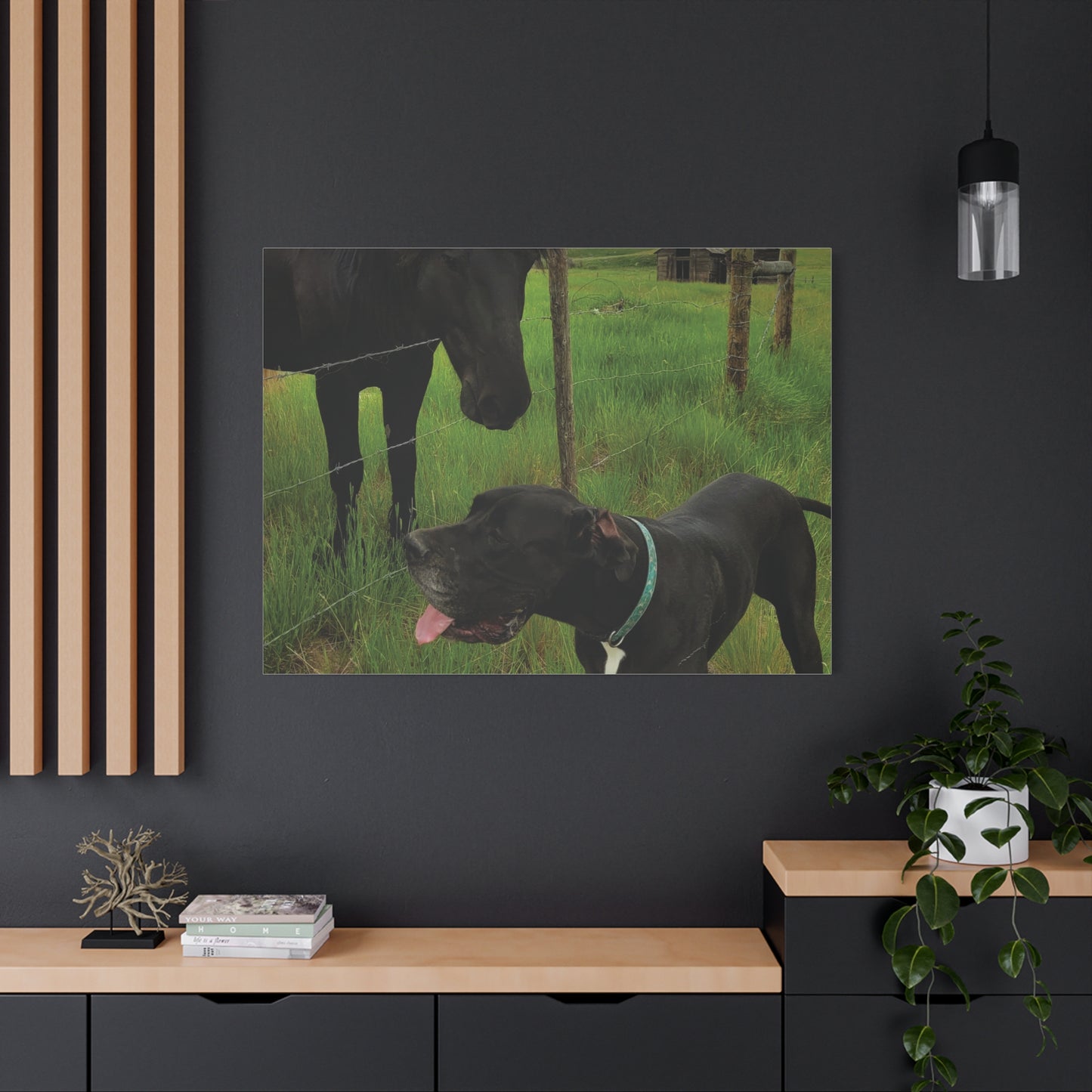 Pet Portrait Matte Canvas Wall Art - Horse & Dog