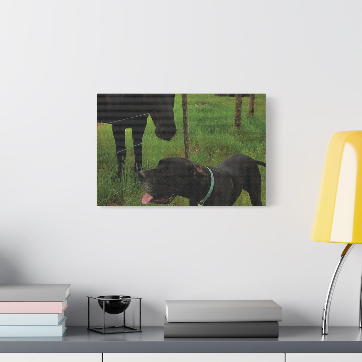Pet Portrait Matte Canvas Wall Art - Horse & Dog