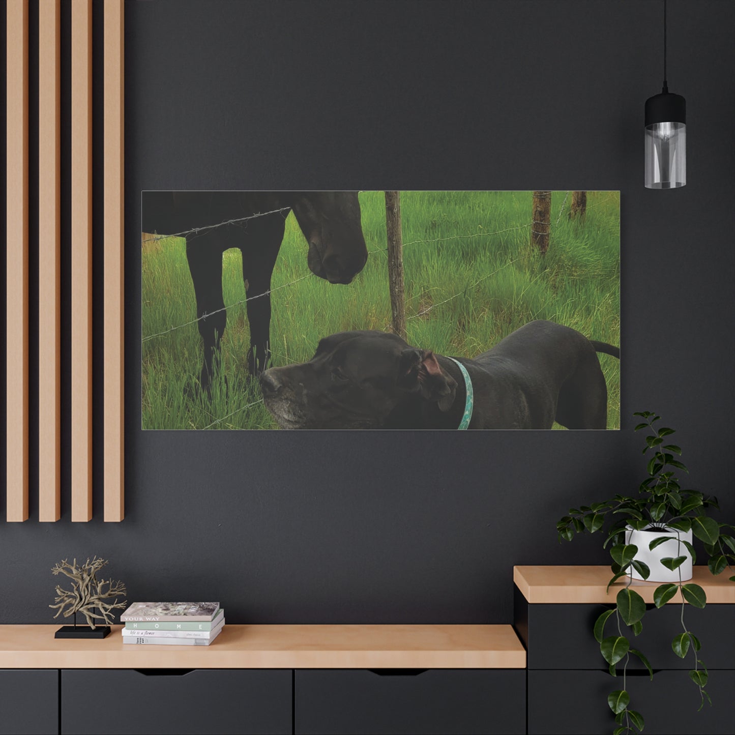 Pet Portrait Matte Canvas Wall Art - Horse & Dog