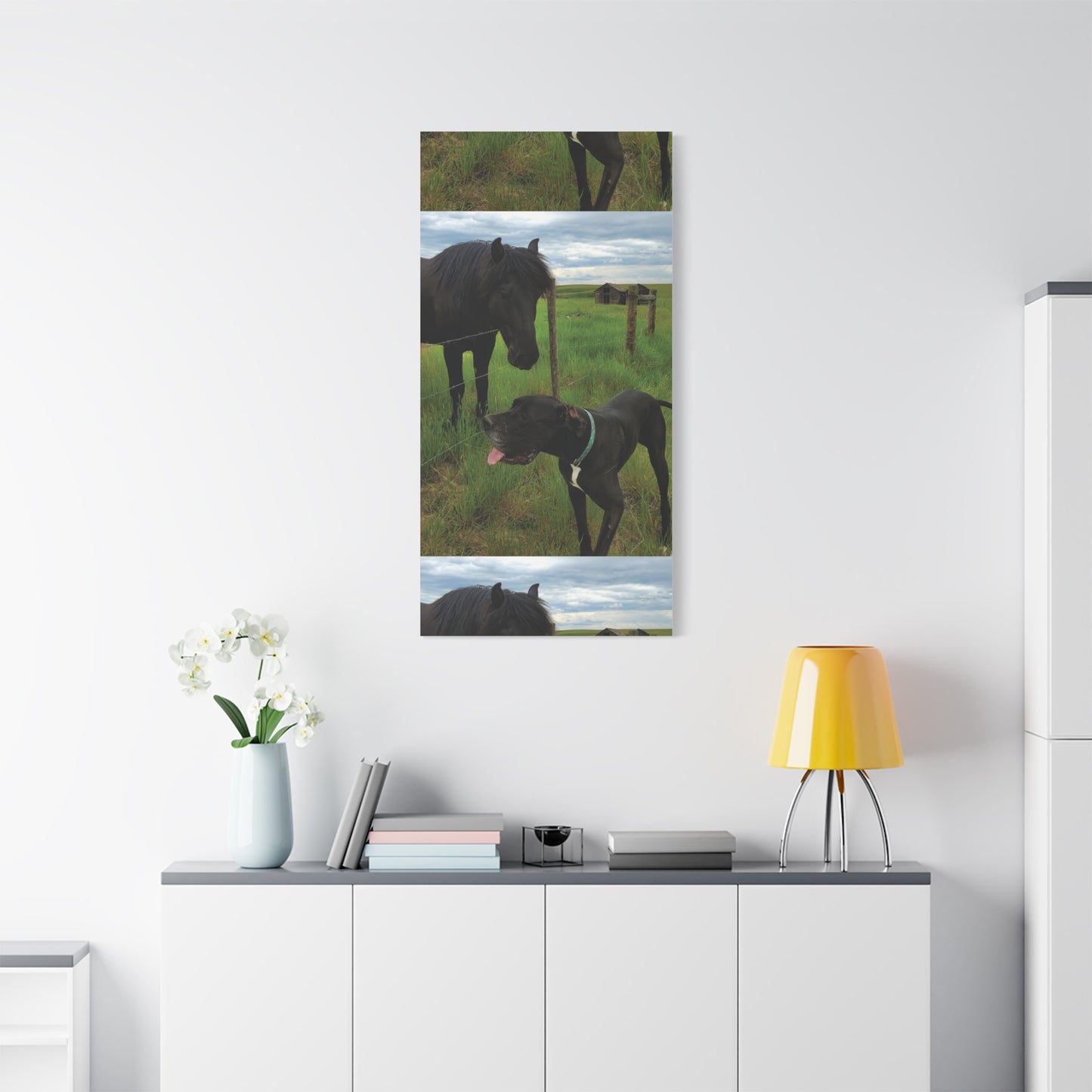 Pet Portrait Matte Canvas Wall Art - Horse & Dog