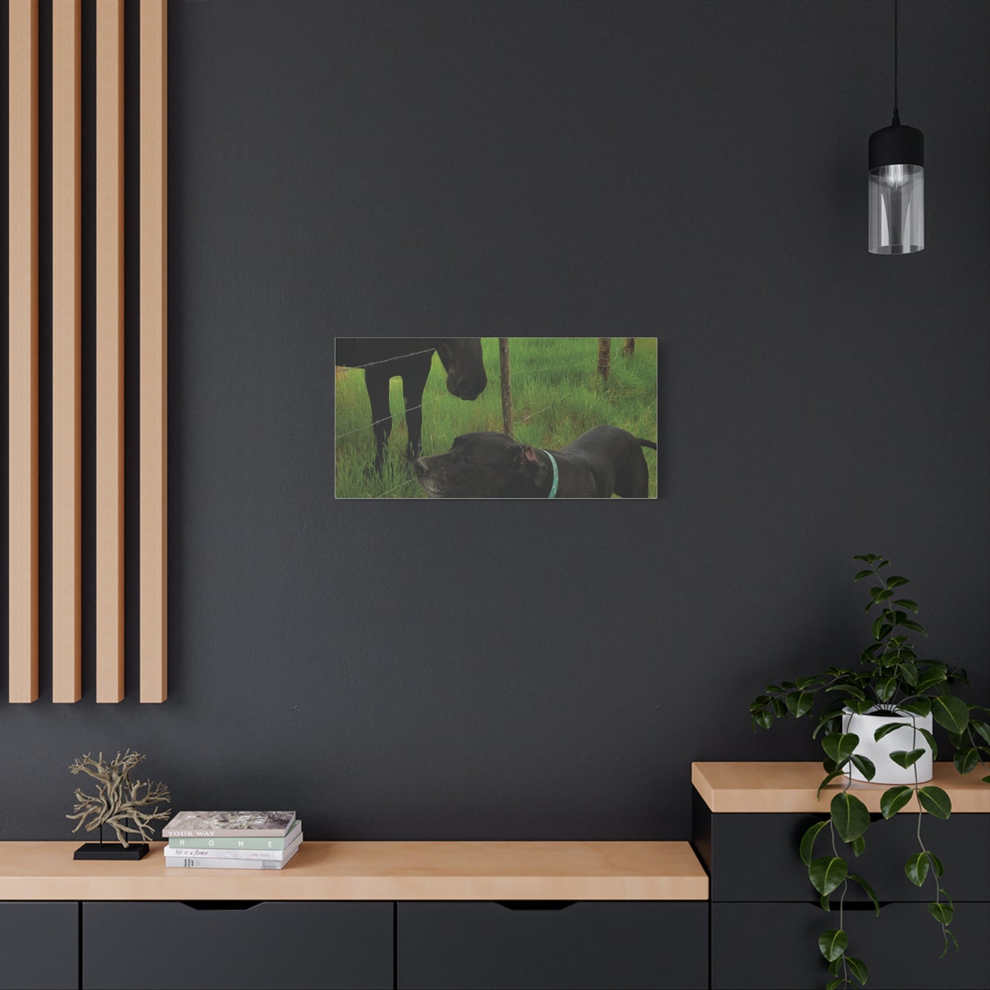 Pet Portrait Matte Canvas Wall Art - Horse & Dog