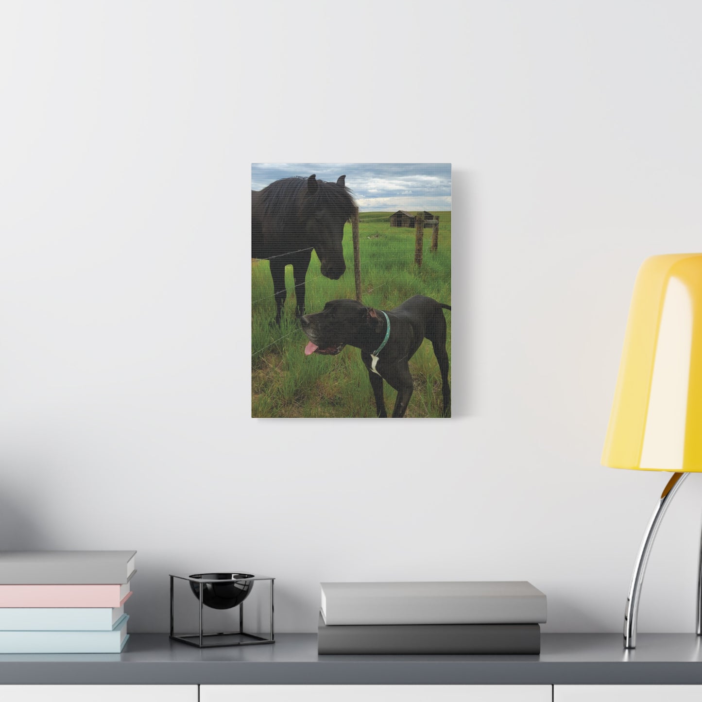 Pet Portrait Matte Canvas Wall Art - Horse & Dog