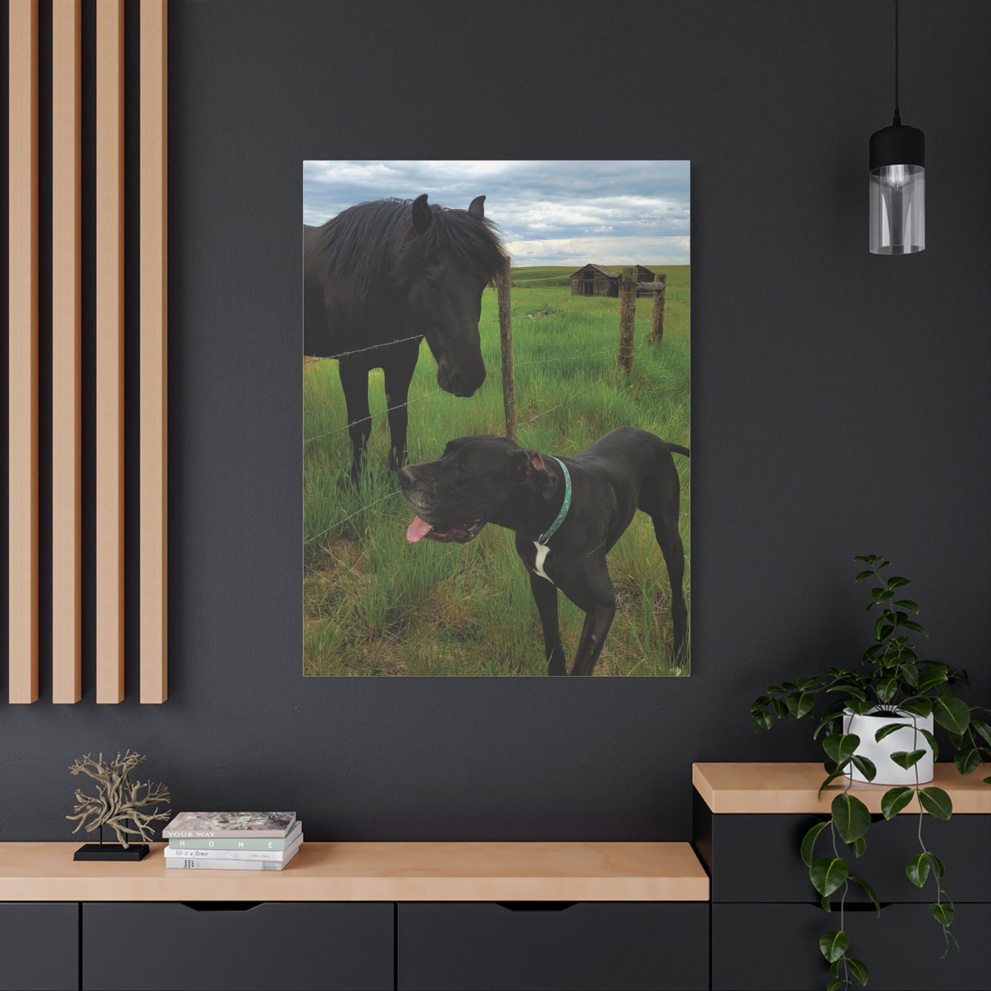 Pet Portrait Matte Canvas Wall Art - Horse & Dog