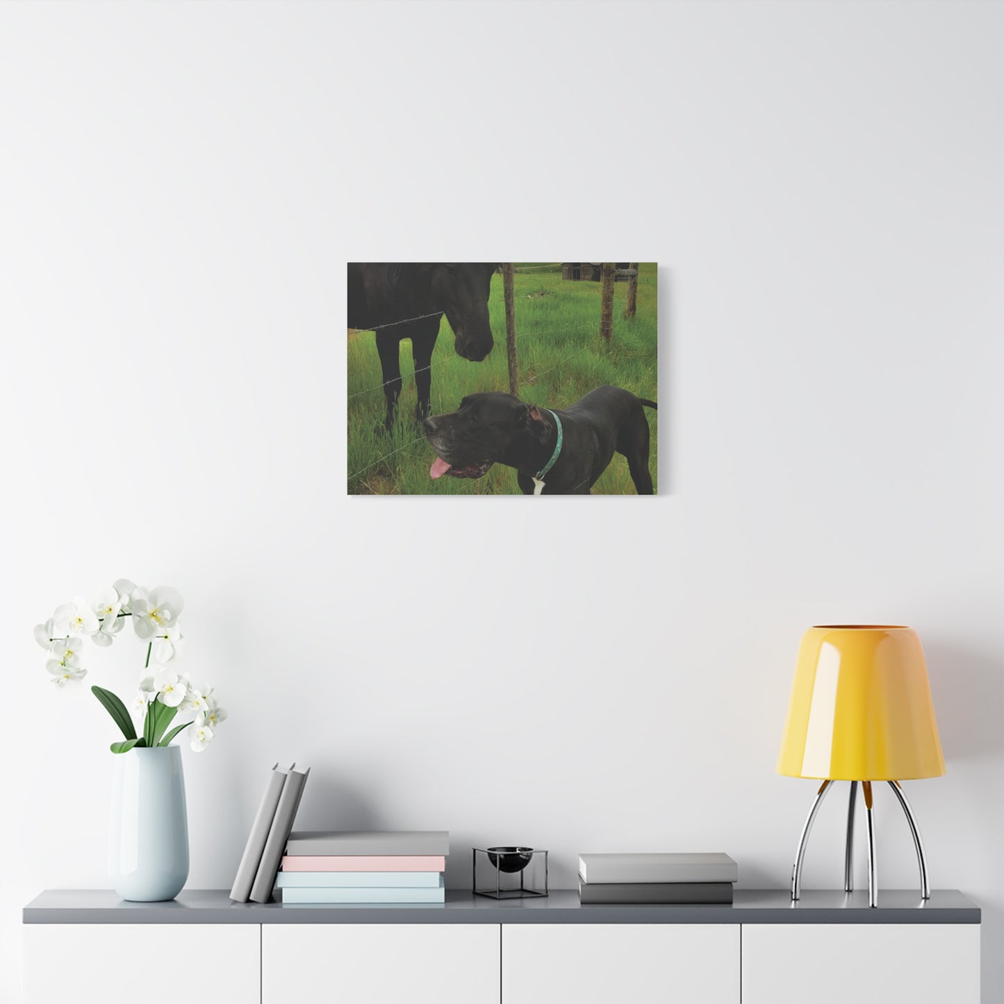 Pet Portrait Matte Canvas Wall Art - Horse & Dog