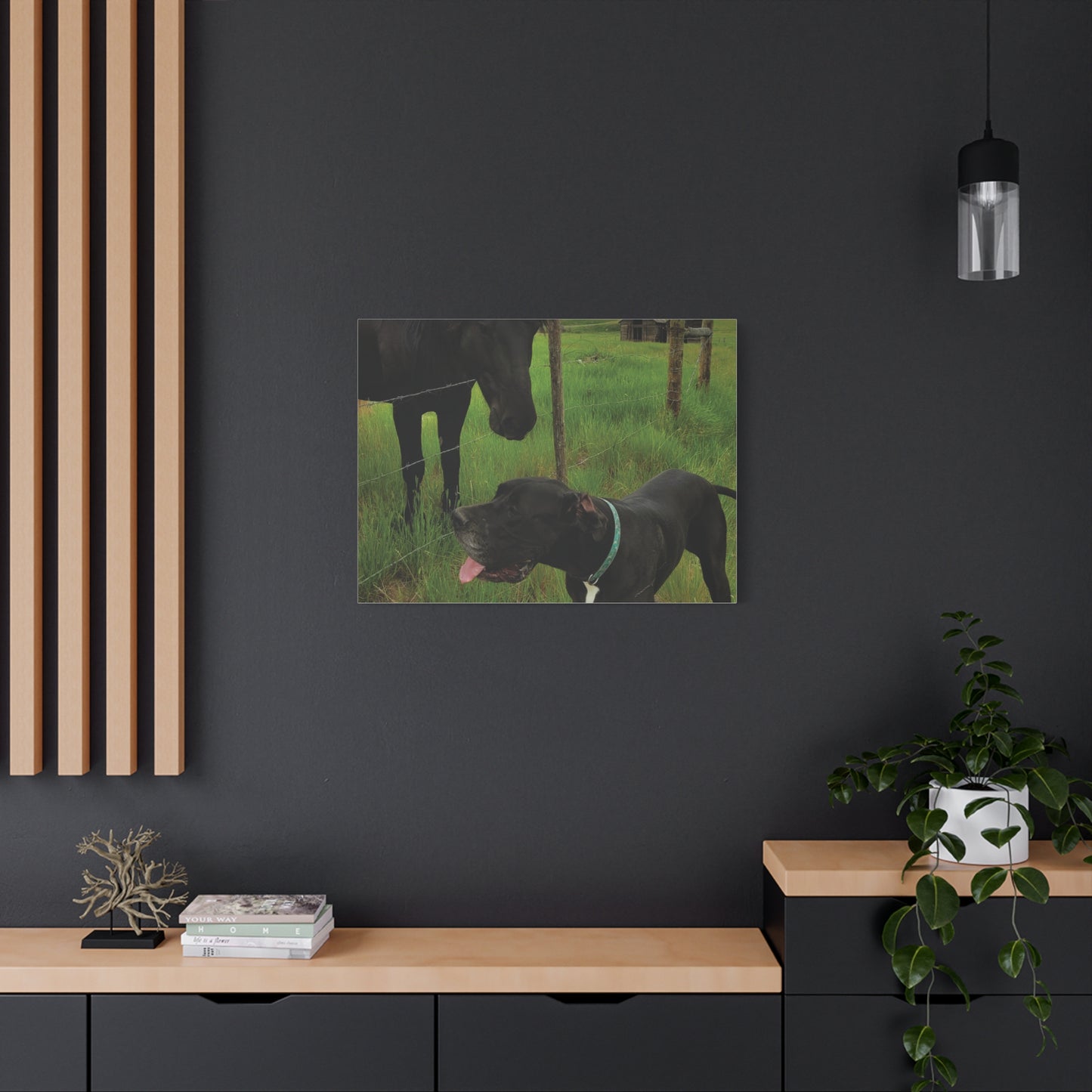 Pet Portrait Matte Canvas Wall Art - Horse & Dog