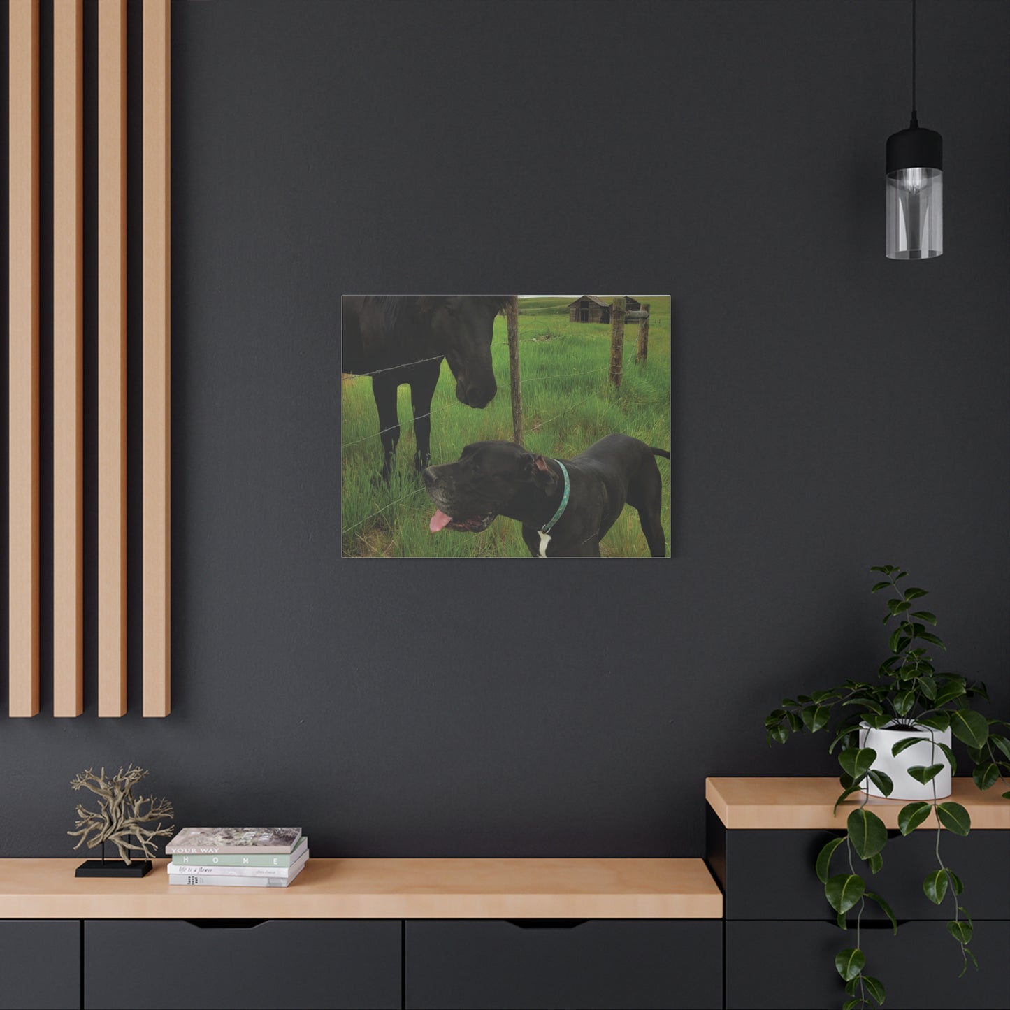 Pet Portrait Matte Canvas Wall Art - Horse & Dog