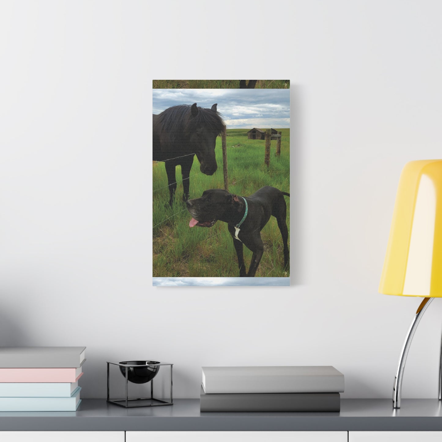 Pet Portrait Matte Canvas Wall Art - Horse & Dog