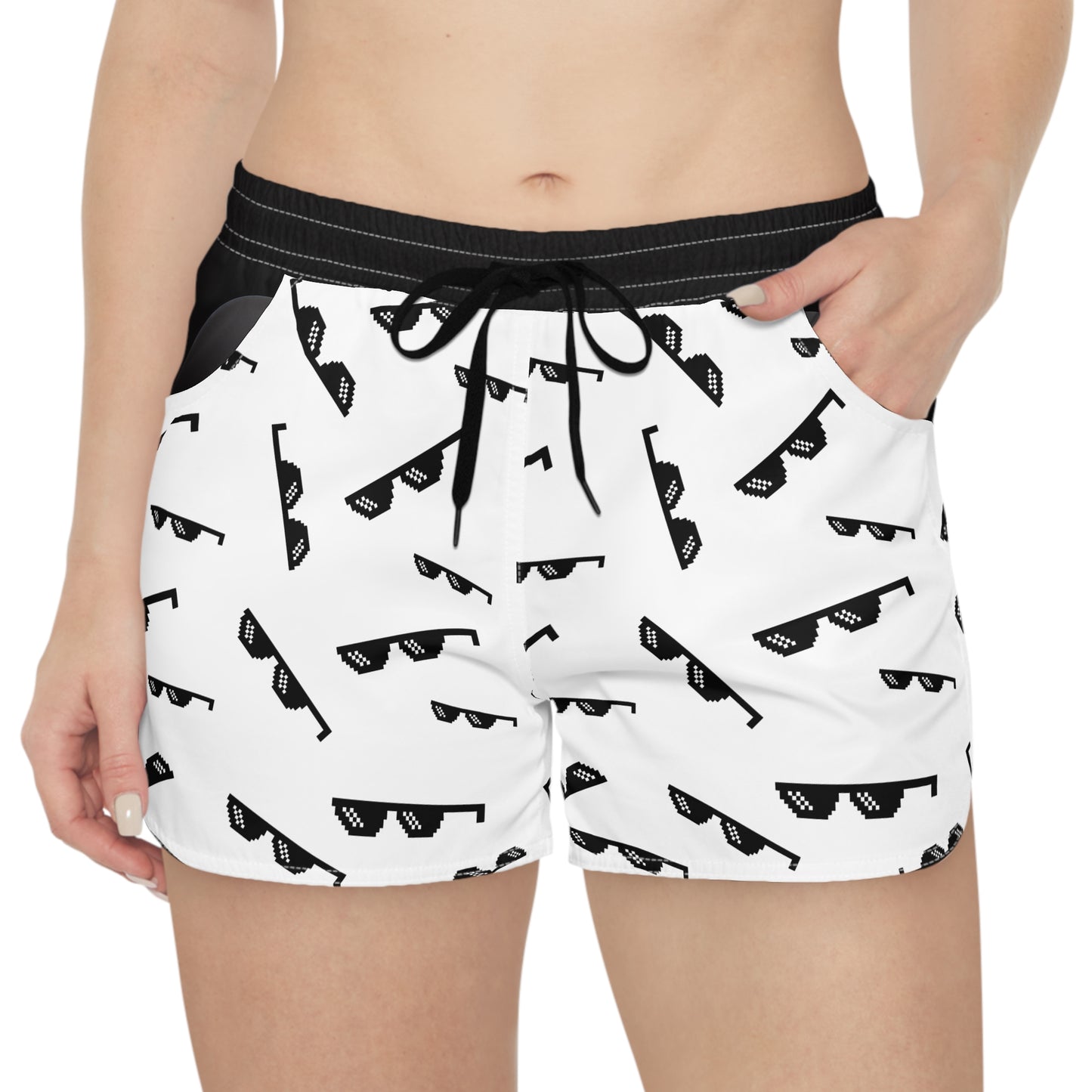 Sunglasses Print Women's Casual Shorts, Summer Fashion, Beachwear, Vacation Outfit, Relaxed Fit, Trendy Lounge Shorts