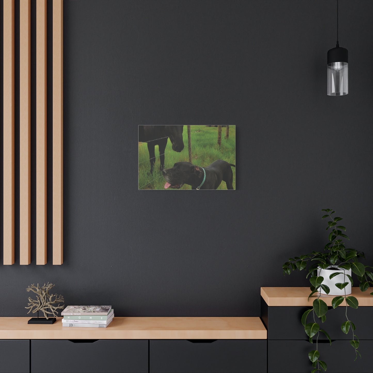 Pet Portrait Matte Canvas Wall Art - Horse & Dog