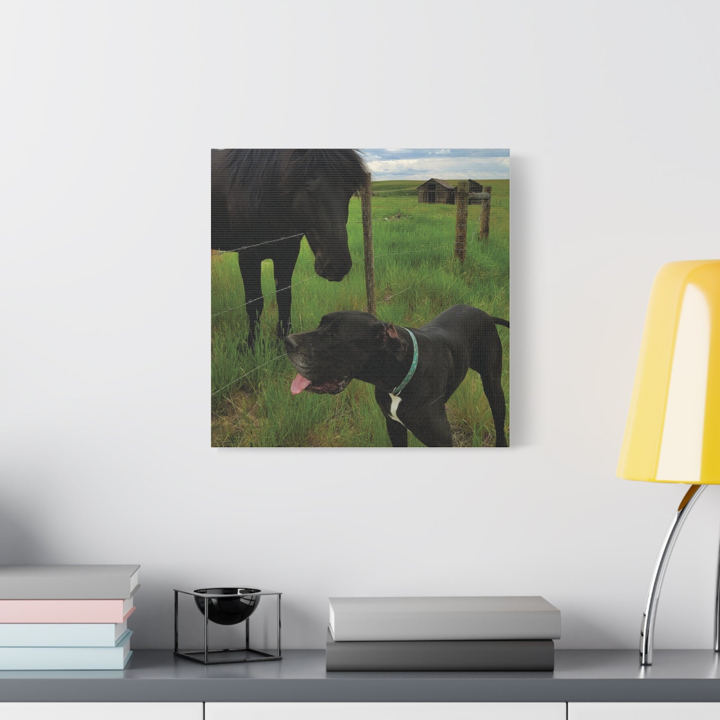 Pet Portrait Matte Canvas Wall Art - Horse & Dog