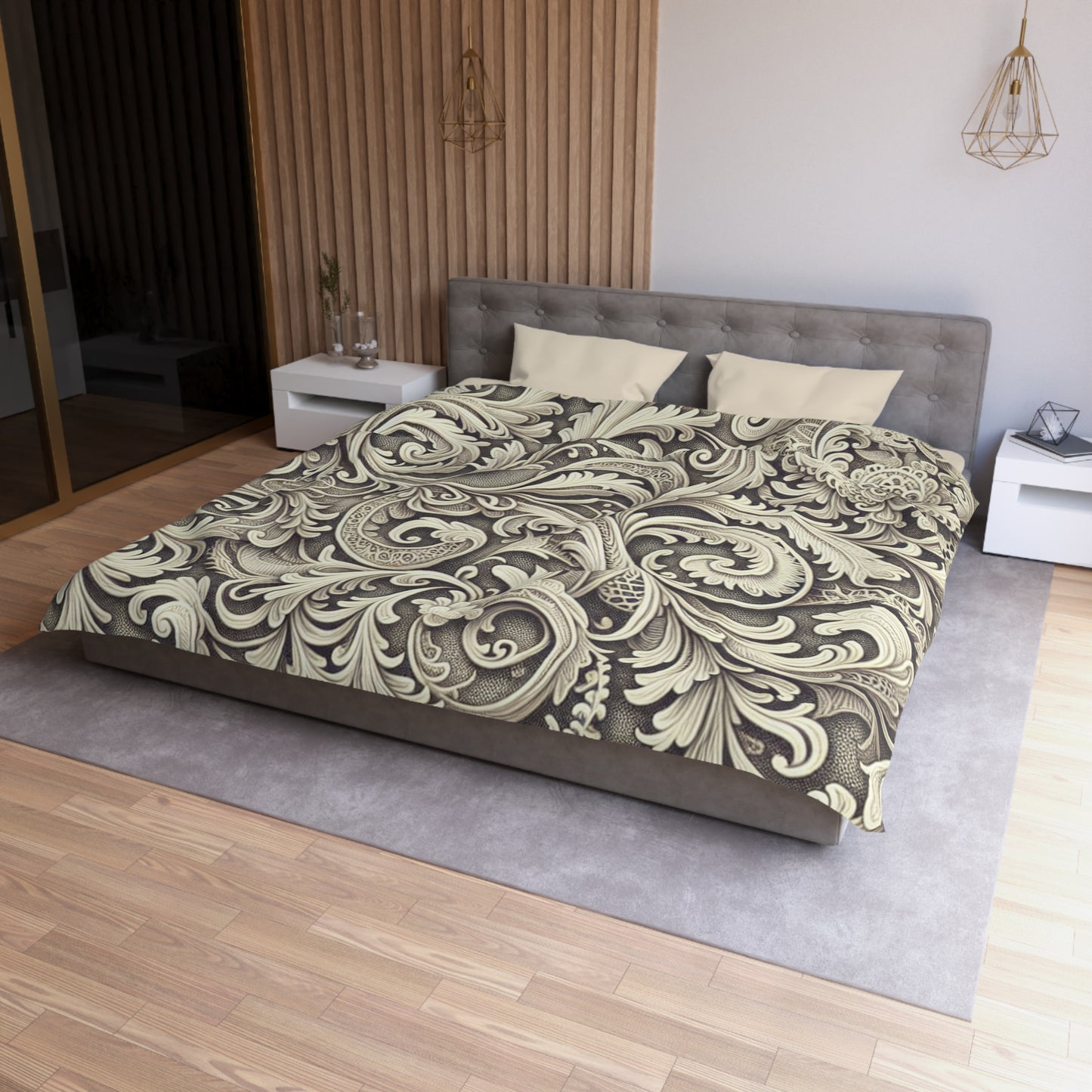 Elegant Floral Microfiber Duvet Cover - Luxury Bedding Decor