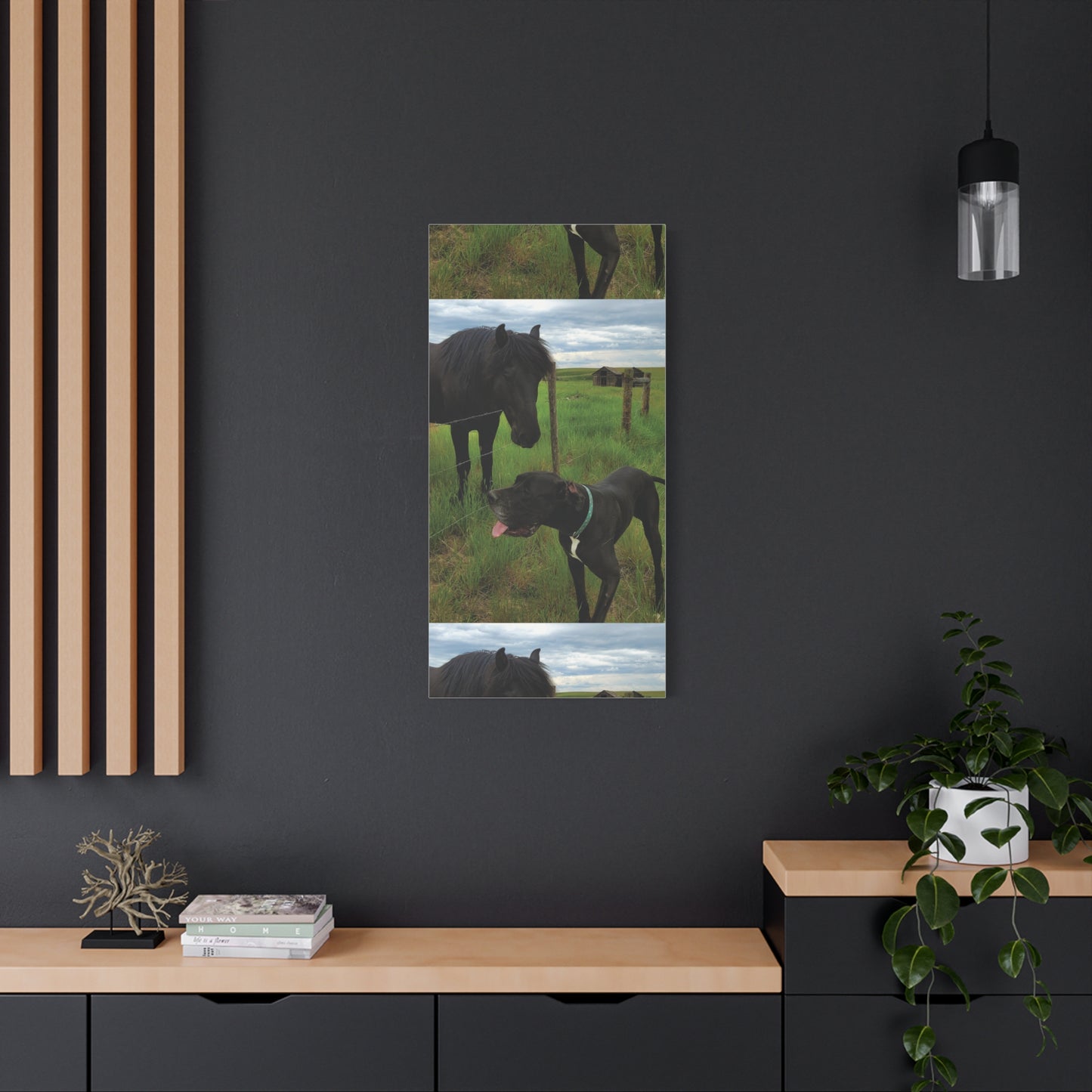 Pet Portrait Matte Canvas Wall Art - Horse & Dog
