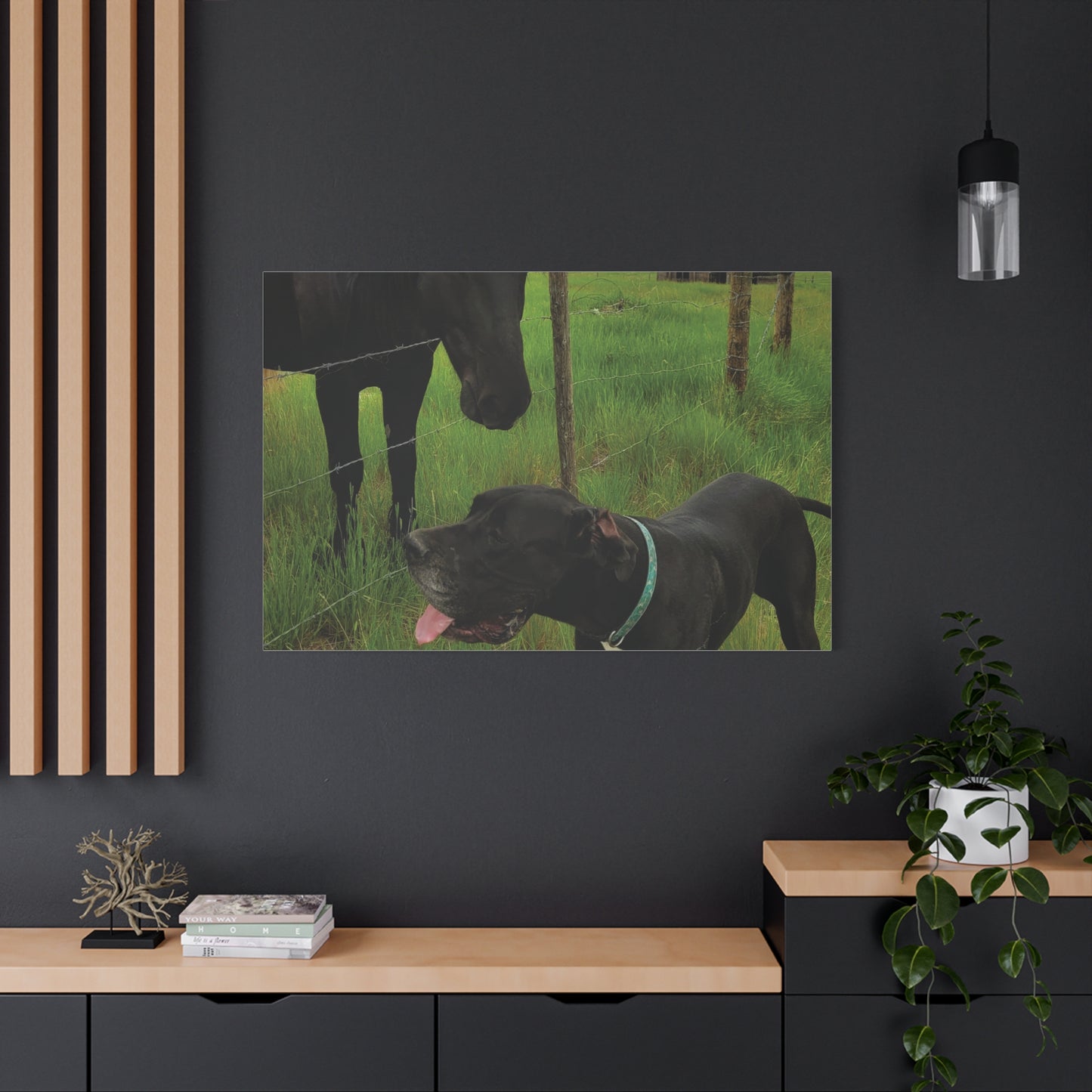Pet Portrait Matte Canvas Wall Art - Horse & Dog